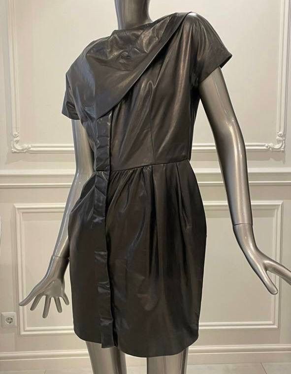 Кожаное платье Halston  Размер 40 